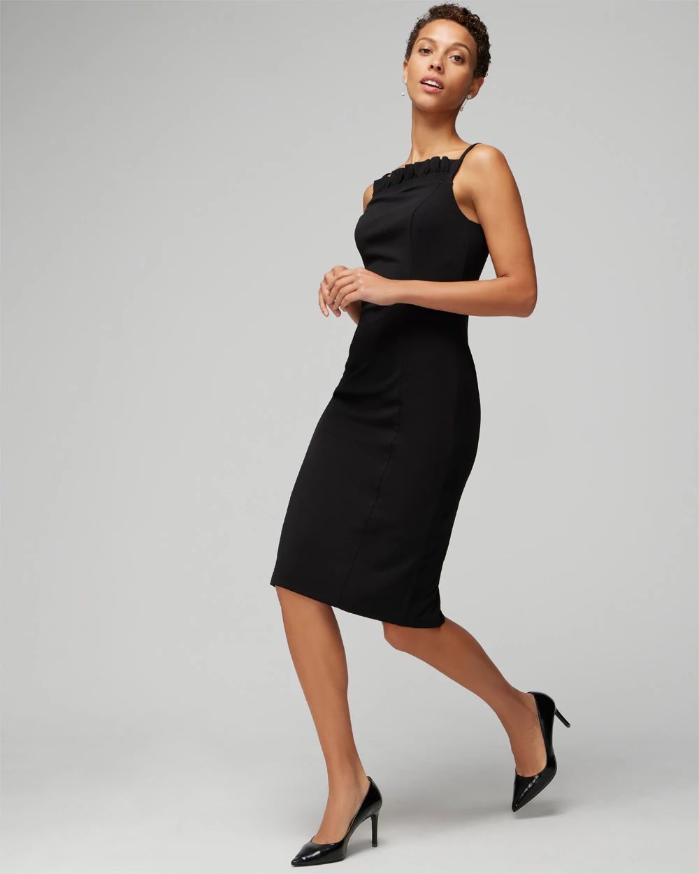 Ruffle Neck Sheath Dress